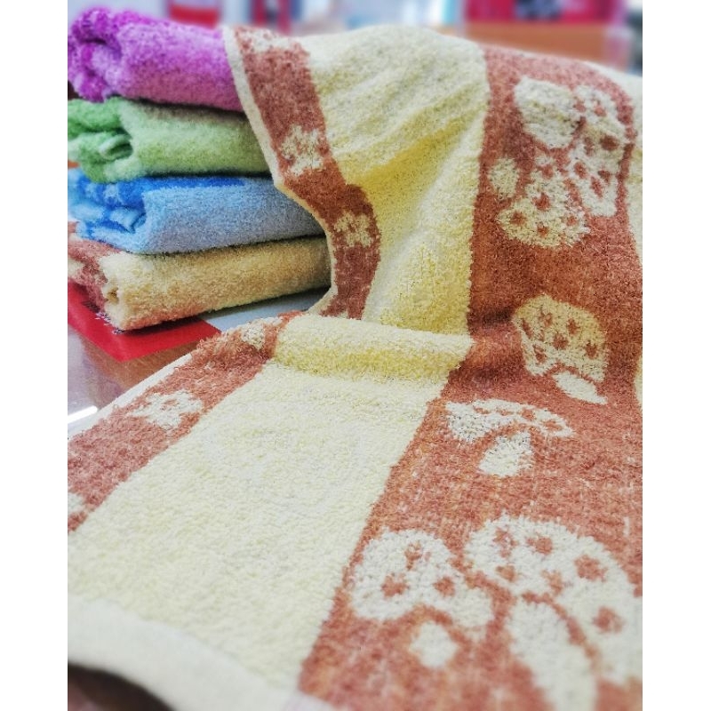 (12ผืน)ผ้าขนหนูทอลายเช็ดผม รุ่นหนา 15x30 นิ้ว คละลาย คละสี เนื้อดี ผ้าเนื้อนิ่ม