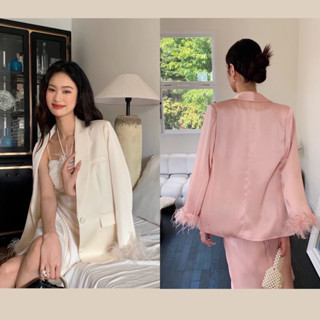 📌ทักก่อนสั่ง📌 เสื้อเบลเซอร์  Blazer  อก 40”,42” ML ปลายแขนแต่งขนนก Gavana