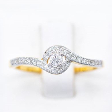 แหวนเม็ดกลาง 5 ตัง แหวนเพชร ทอง9k แหวนทองเพชรแท้ ทองแท้ 37.5% (9K) ME734