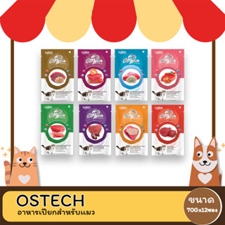 Ostech ออสเทค อาหารเปียกในน้ำเกรวี่ สำหรับแมว ขนาด 70 G (1โหล12ซอง)