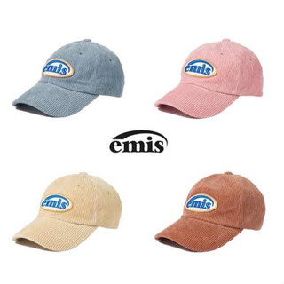 [สินค้าของแท้ พร้อมส่ง] EMIS : CORDUROY WAPPEN BALL CAP/ NATURAL / Pink / Cream / Black / Green / Red / BRICK / CHARCOAL