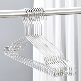 ไม้แขวนเสื้อสแตนเลส หนา 3.2 mm ยาว 40/42/45/50 cm (1แพ็ค 10ชิ้น) แขวนผ้า กางเกง แข็งแรง (005)