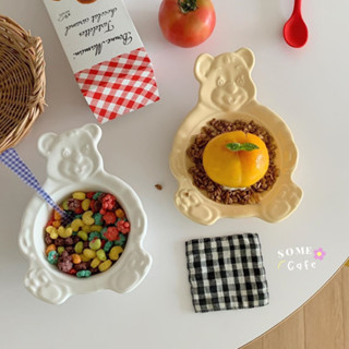 [พร้อมส่ง] 🧸 Ceramic bear plate จ่านเซรามิก รูปหมี มีให้เลือก 3 สี 🌟