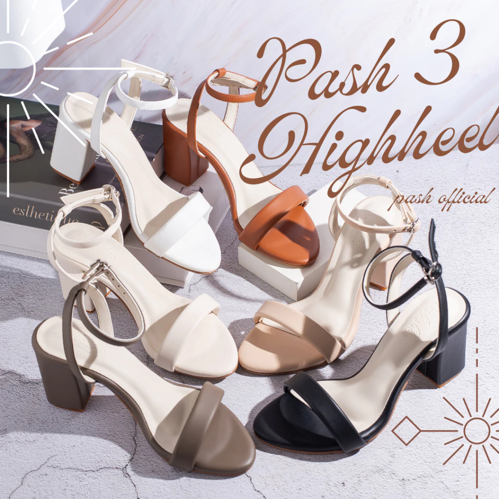 PASH shoe รุ่น PS003 รองเท้าเปิดส้น ส้นสูง 3 นิ้ว ซับหนา 15 มิล ไซส์ 35-43 รองเท้าแฟชั่นผู้หญิง