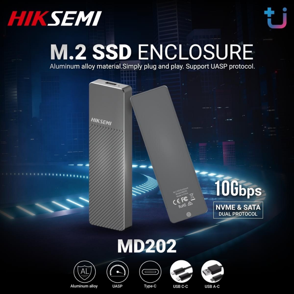 กล่องใส่ SSD EXTERNAL TYPE-C HIKSEMI MD202 10 Gbps M.2 ขนาดกะทัดรัด พกพาง่าย ใช้งานสะดวก -รับประกัน 