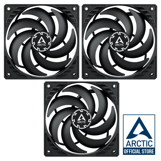 ARCTIC P12 PWM PST SLIM BLACK 3 PACKS (Computer fan / พัดลมระบายความร้อนคอมพิวเตอร์)