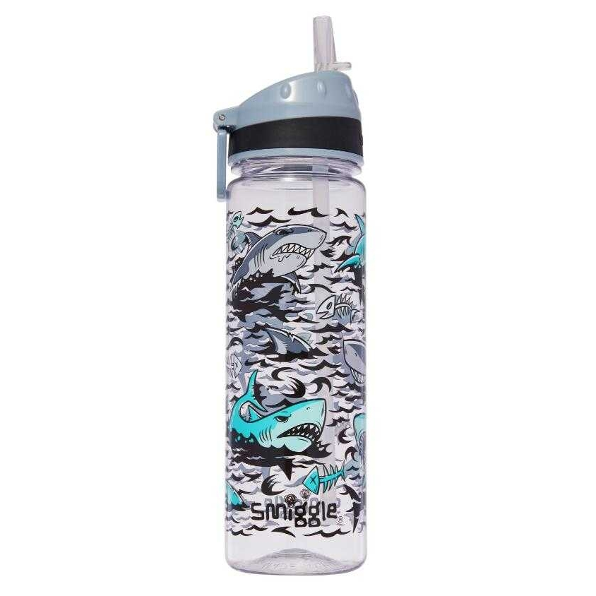 Smiggle Plastic Drink Bottle 650ML ขวดน้ำสมิกเกอร์ ลาย ฉลามเทา พร้อมส่งในไทย