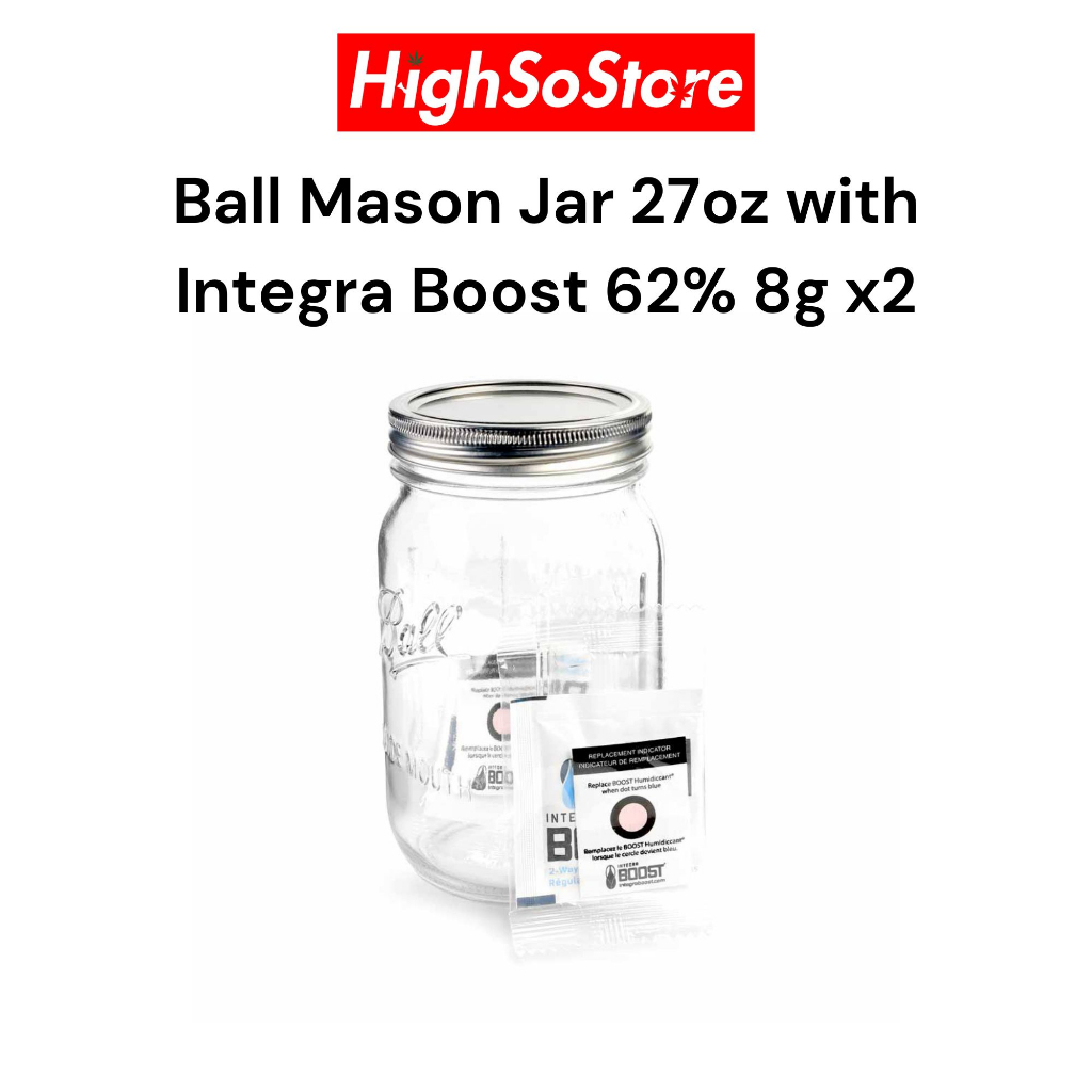 🚚พร้อมส่ง 🚚ส่งไว โหลแก้ว Ball  Mason Jar 27oz with Integra Boost 62% 8g x2