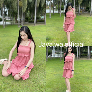 🔥Java wa shop🔥เดรสผูกไหล่ ผ้าดอปบี้ งานเรียบหรู