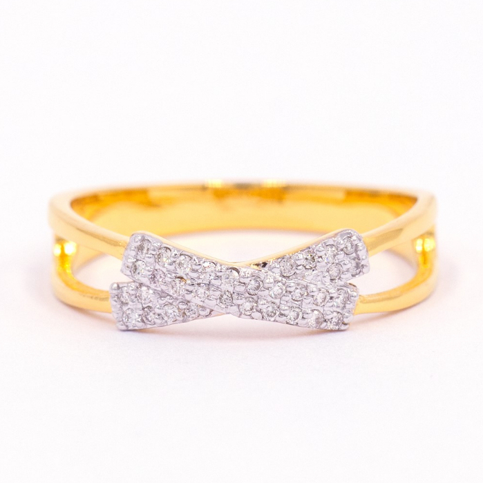 แหวนแถวคู่กากบาท เก๋ๆ สวยๆ แหวนเพชร แหวนทองเพชรแท้ ทองแท้ 37.5% (9K) ME899