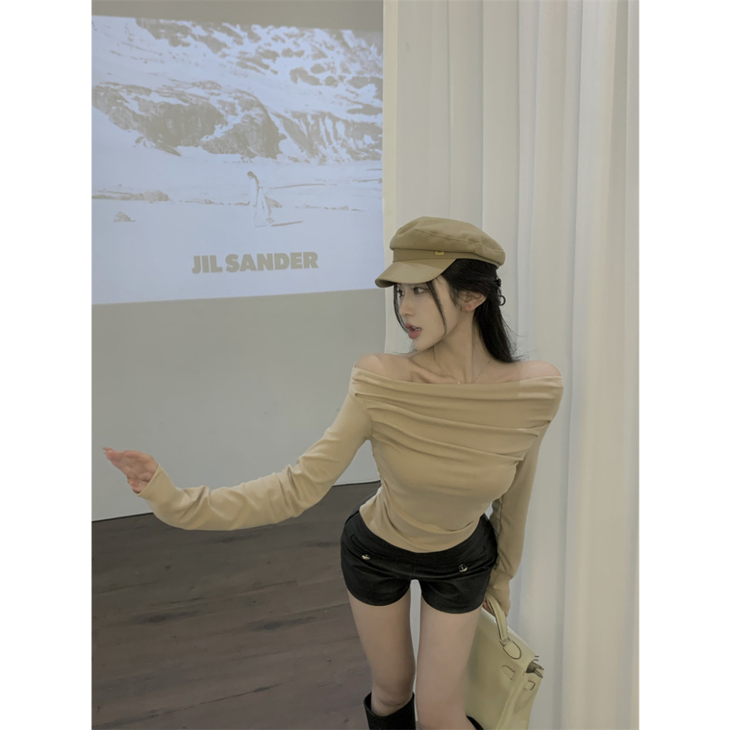 ส่งทันที Cici(NO. J778)เสื้อแขนยาวปาดไหล่ผ้าเรยอน ใส่สบายเหมาะกับวันสบายๆหรือไปเที่ยวก็ปัง - รูปที่ 4