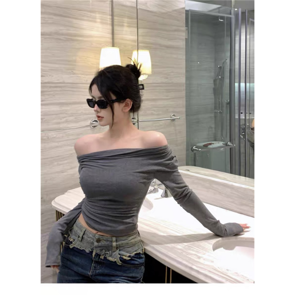 ส่งทันที Cici(NO. J778)เสื้อแขนยาวปาดไหล่ผ้าเรยอน ใส่สบายเหมาะกับวันสบายๆหรือไปเที่ยวก็ปัง - รูปที่ 6