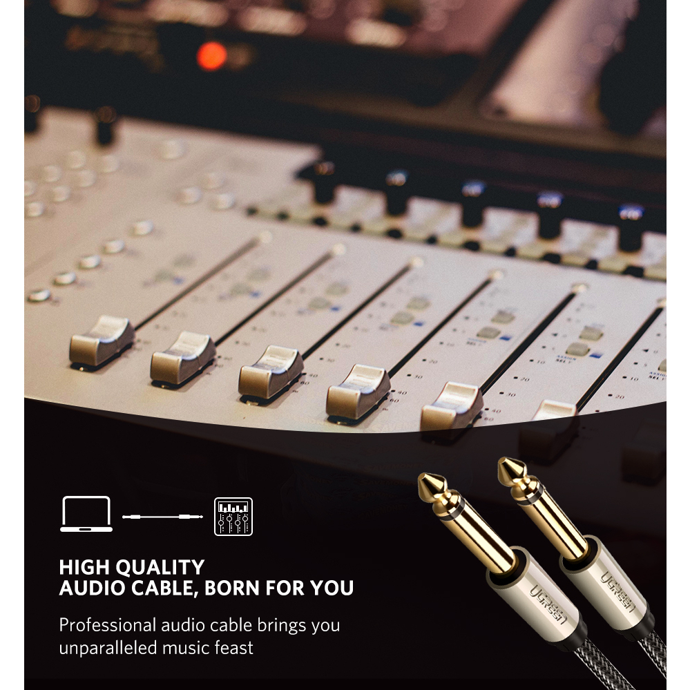 Ugreen รุ่น AV128 สายแจ็คกีต้าร์ 6.35mm สายสัญญาณเสียง Auxiliary Aux Audio Cable M to M
