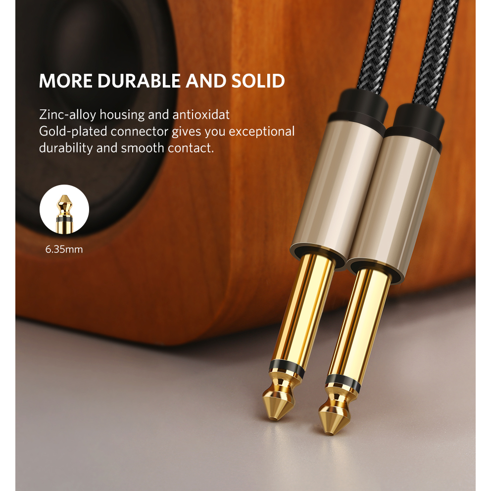 Ugreen รุ่น AV128 สายแจ็คกีต้าร์ 6.35mm สายสัญญาณเสียง Auxiliary Aux Audio Cable M to M