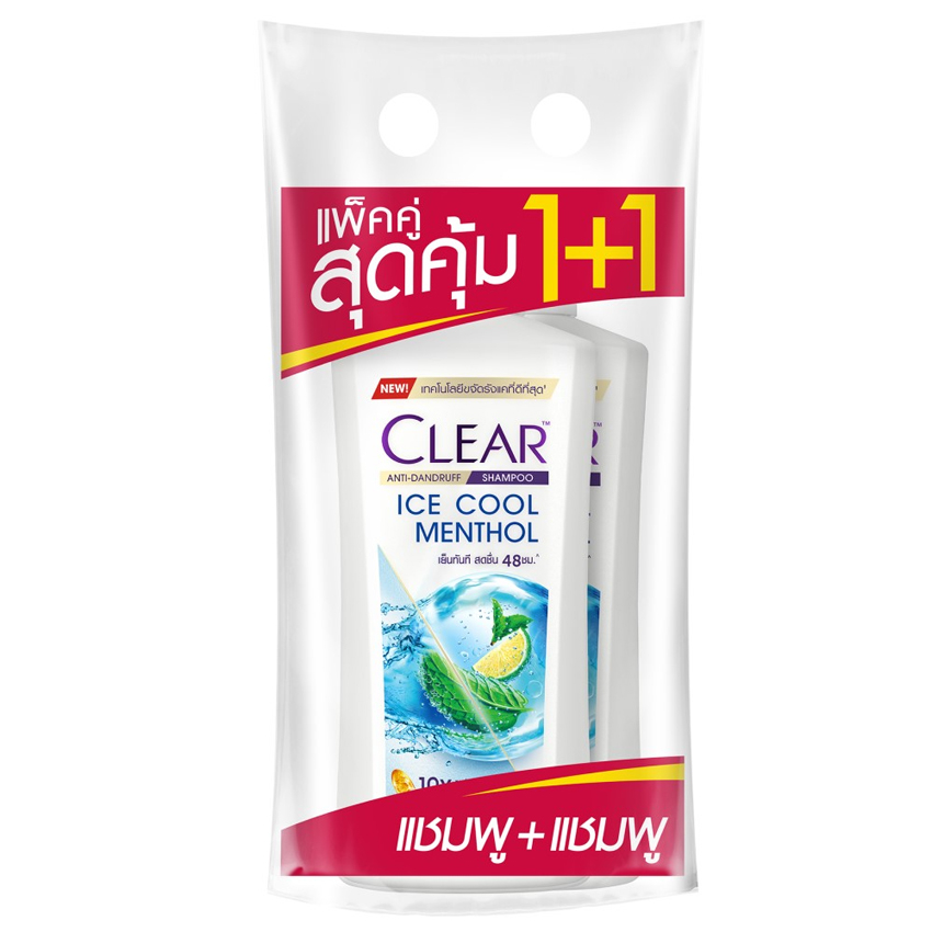 เคลียร์ แชมพูขจัดรังแค ไอซ์ คูล เมนทอล 370 มล.X2 CLEAR SHAMPOO ICE COOL MENTHOL 370ML.TWINPACK