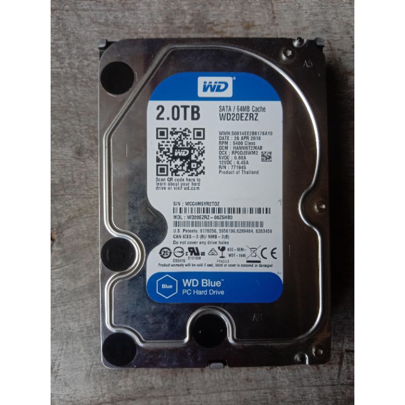 ฮาร์ดดิสก์WD/hhdความจุ2tb.