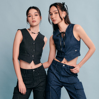 (เปิดขาย 9.9) Fine Dreamland Vest - เสื้อกั๊กลายทาง (พรีออเดอร์ 15 วัน)
