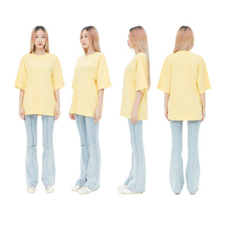 ON04 Yellow สีเหลือง Oversize Cotton100% USA NO. 40 รุ่นยืดหยุ่นสูง