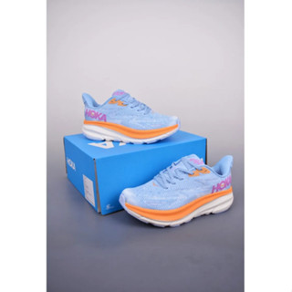 HOKA ONE ONE Clifton 9 Light blue  gentleman Woman ของแท้ 100 % style