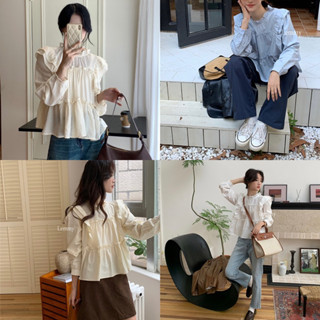 (พร้อมส่ง) Glory blouse เสื้อผ้าซีทรูแต่งระบาย