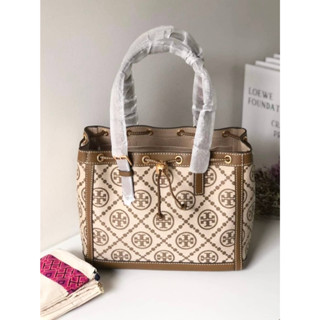 TORY BURCH ⚜️ งาน Shop ⚜️ T MONOGRAM JACQUARD SMALL TOTE BAG กระเป๋าสะพาย มาพร้อมถุงผ้า