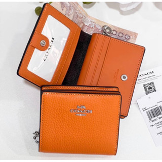 🎀(สด-ผ่อน) กระเป๋าสตางค์สีส้ม CL653 SNAP WALLET WITH SIGNATURE CANVAS INTERIOR