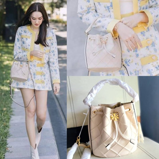 🎀(สด-ผ่อน) Shop 142565 To,ry Bu,rch Fleming Soft Bucket Bag สี Pebblestone