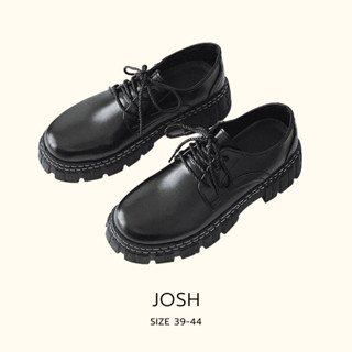 รองเท้าหนังผู้ชาย สีดำ แบบผูกเชือก ส้นปานกลาง 5 cm. รุ่น Josh