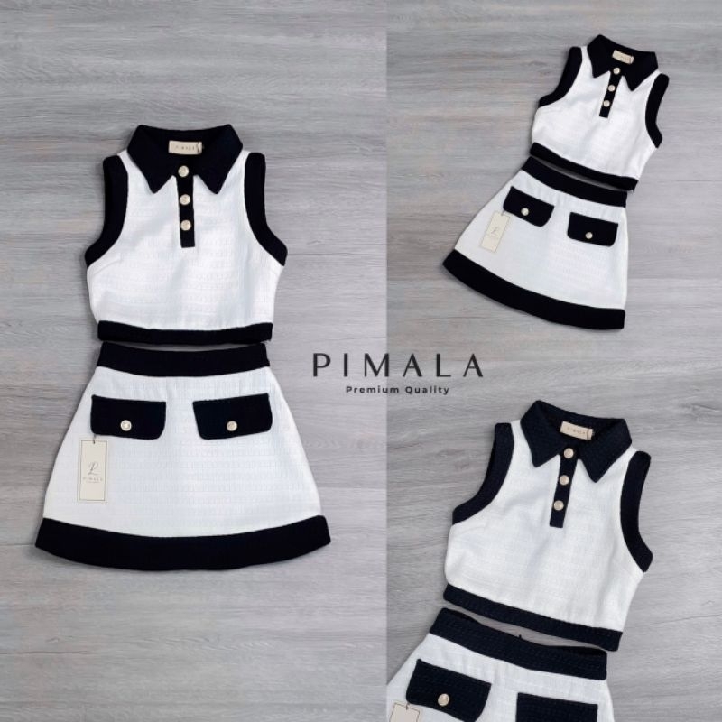 #Pimala Brand⭐️เซ็ทเสื้อคอปก มาคู่กับกระโปรง เซ็ทนี้ใส่มาคือสวยได้ลุคคุณหนูดูแพงสะกดทุกสายตาแน่นอนค้า