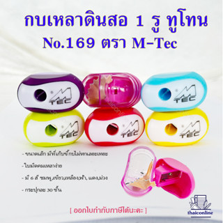 กบเหลาดินสอ 1 รู สีทูโทนพร้อมที่เก็บขี้กบ รุ่น No.169 (กระปุกละ 30 ชิ้น) ใบมีดคม สีสันสวยงาม