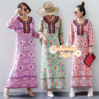 พร้อมส่ง แบบมาใหม่Maxi Dress Bohemian ชุดเดรสอินเดีย เดรสมุสลิมสไตล์โบฮีเมียน เสื้อผ้าใส่เที่ยวผู้หญิง2023