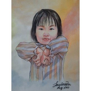 รับวาดภาพสีน้ำ ลูกรัก ภาพเหมือนครึ่งตัว ขนาดA4