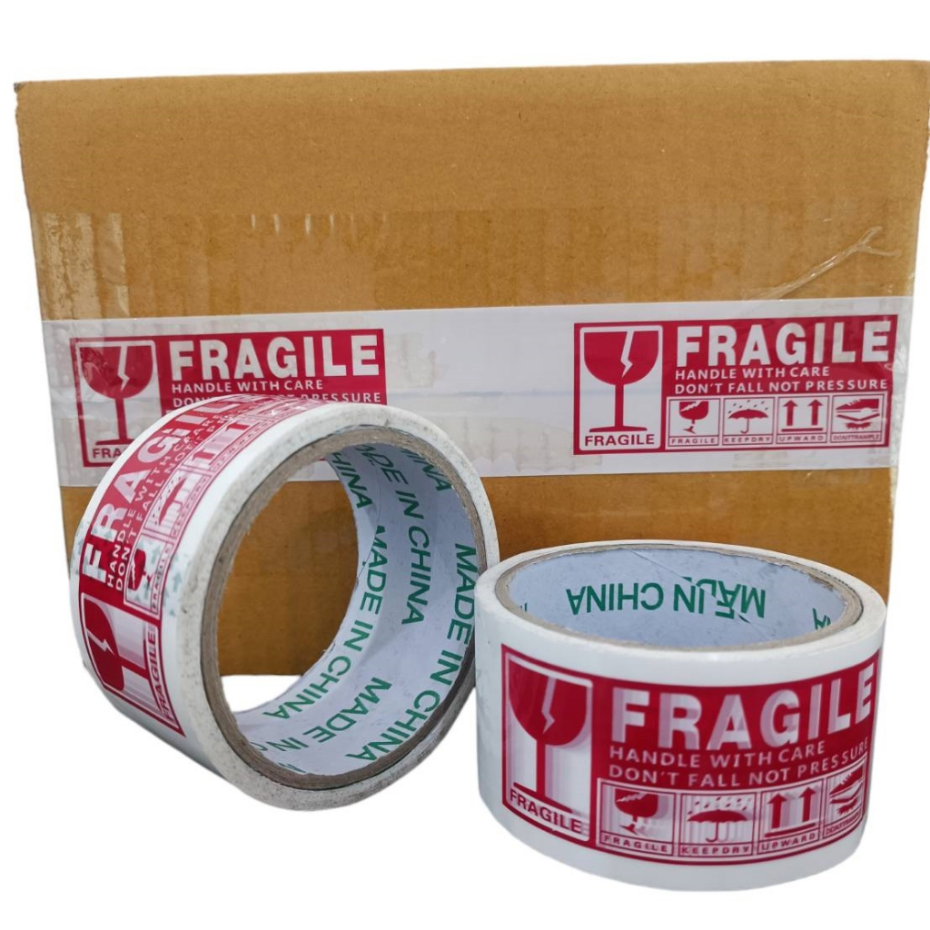 AT.outlet เทปกาวพิมพ์ระวังเเตก เทปกาวระวังเเตก กว้าง 2 นิ้ว ยาว 27 หลา (24เมตร) (6117)