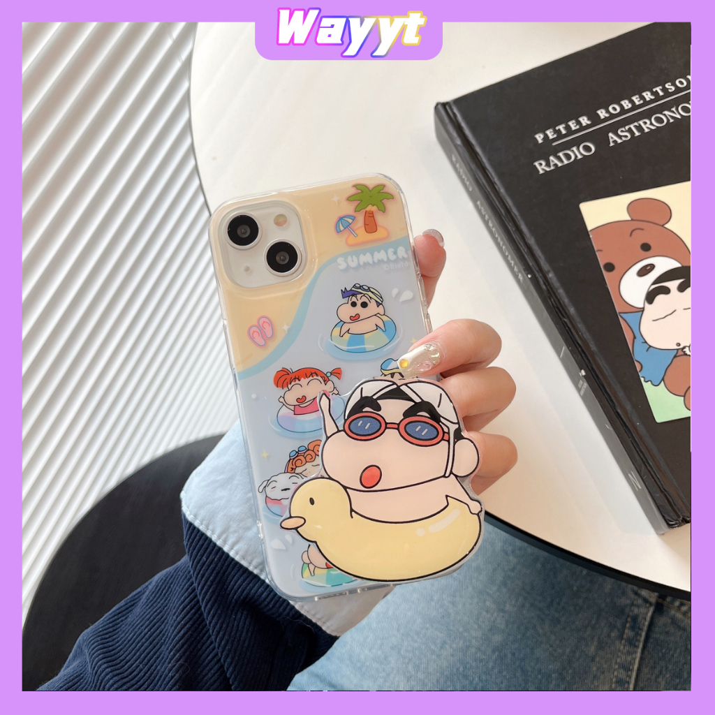 จัดส่ง24ชม iPhone 14 13 12 11 Pro Max เคส for เคสไอโฟน11 น่ารัก บางเบาพกพาง่าย การ์ตูน เครยอนชินจัง พร้อมขาตั้ง Case