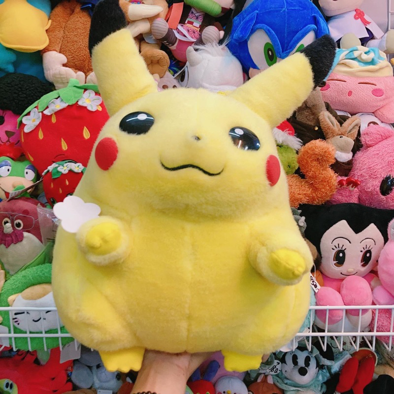 ตุ๊กตาพิกาชู ตัวใหญ่ ตุ๊กตาโปเกม่อน งานขนเก่า Pikachu Pokemon Monster Vintage Plush Big Size!!!