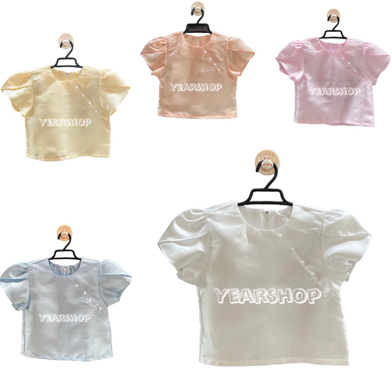 เสื้อไทยลิซ่า ชุดไทยเด็ก เสื้อไทยเด็กผู้หญิง ใส่ไปวัด ทำบุญ ลอยกระทง (เฉพาะเสื้อ)