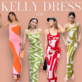 Kelly Dress เดรสลายผ้าknittingทอหนา