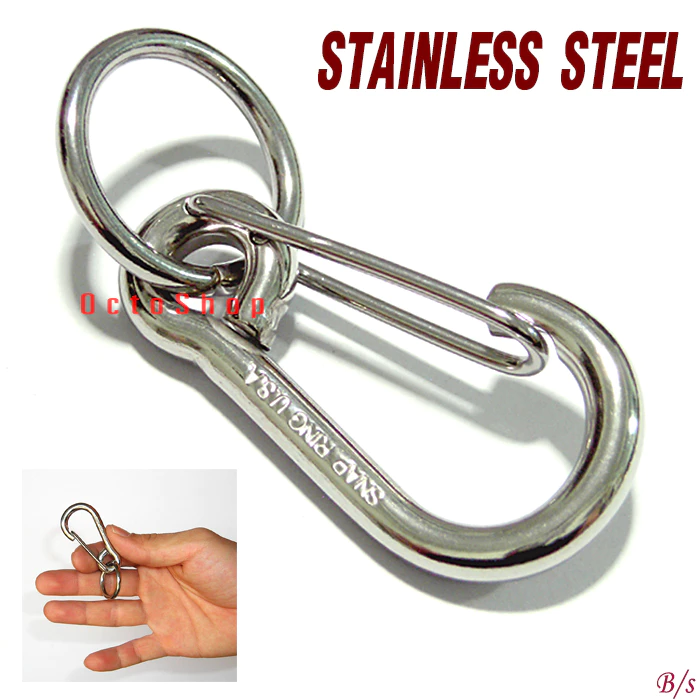 พวงกุญแจ SNAP RING USA. สแตนเลสแท้ CARABINERS สแน็ปลิงค์ พวงกุญแจรถยนต์ มอเตอร์ไซค์ กุญแจบ้าน กระเป๋า กางเกง B/s (#61)