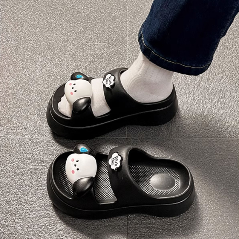 Jthel มาใหม่ รองเท้าแตะลำลอง พร้อมส่งจากไทย แบบสวมมา พร้อมตัวการ์ตูนติดน้องหมาสุดน่ารัก ดีเทลสายคาด 2 สเต็ป สวมใส่สบาย ใ - รูปที่ 3