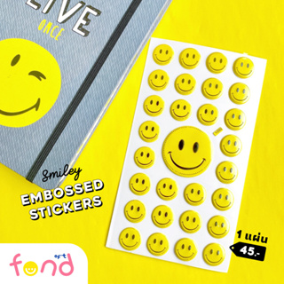 🙂สติ๊กเกอร์นูนเนื้อพลาสติกลายหน้ายิ้ม 1 แผ่น🙂smiley embossed stickers