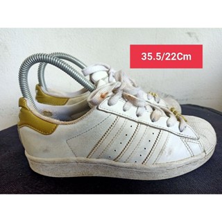 Adidas Size 35.5 ยาว 22 Cm  รองเท้ามือสอง  ผู้หญิง เท้าเล็ก  หนัง แฟชั่น ลำลอง ทำงาน