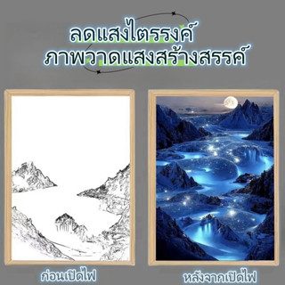 LED โคมไฟข้างเตียง ภาพวาดแสงเรืองแสงห้องนอน ไฟกลางคืน ของขวัญกรอบรูปแสง