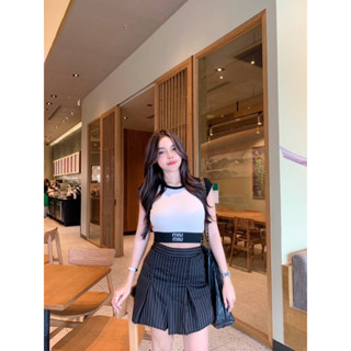 เซ็ตกระโปร่งจับจีบเสื้อยืด