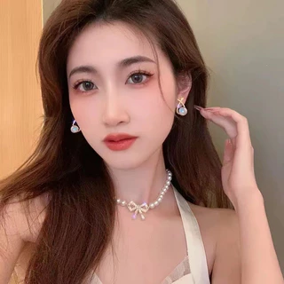 ต่างหูเข็มเงิน S925 X ต่างหูมุกสําหรับผู้หญิงสไตล์ฝรั่งเศส