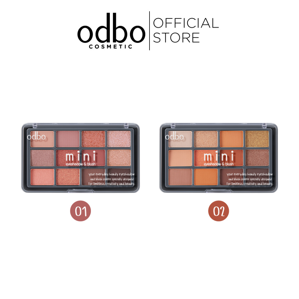 ODBO MINI EYESHADOW AND BLUSH OD1045 #พาเลทมินิ2in1 รวมอายแชโดว์+บลัช
