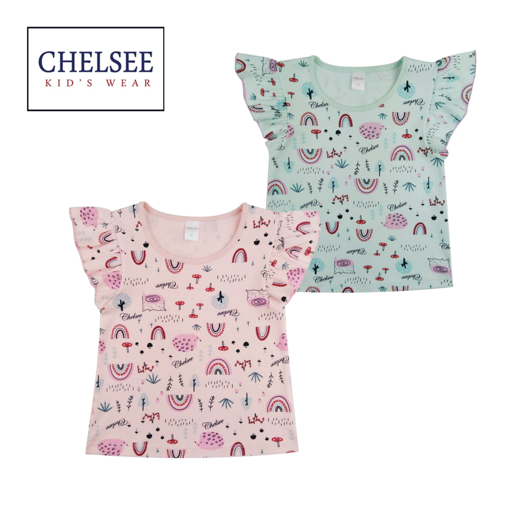 Chelsee เสื้อยืดคอกลม เด็กผู้หญิง รุ่น 237954 ลายเม่น ผ้า 100%Cotton อายุ 2-10ปี เสื้อผ้าแฟชั่นเด็กโต