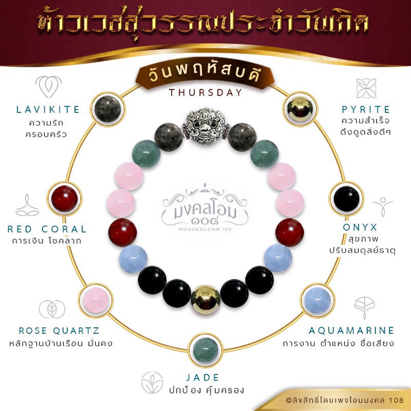 [WS10-01] กำไลหินท้าวเวสสุวรรณ มงคลประจำวันเกิด รวมครบทั้ง 8 วัน มงคลรอบด้าน โชคลาภ การงาน การเงิน สุขภาพ