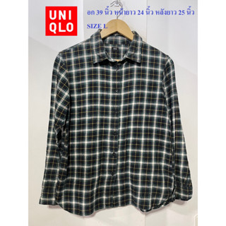 เสื้อเชิ้ตแขนยาวลายสก๊อต ยูนิโคล่#UNIQLO อก 39 นิ้ว หน้ายาว 24 นิ้ว หลังยาว 25 นิ้ว สภาพดี ไม่มีตำหนิ