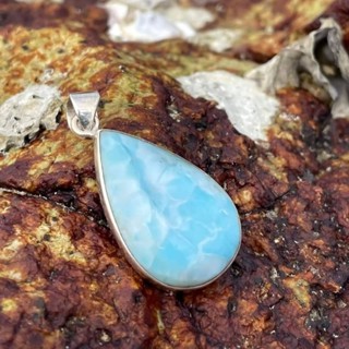⚓️ จี้หินลาริมาร์ ( Larimar Pandent ) จากประเทศ Dominican Republic เงินแท้ 92.5 ทรงหยดน้ำ น่ารักๆ