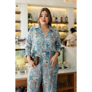 ST188 เซตกราฟิก ฟ้าชมพู เสื้อผ้าพลัสไซส์ Plussize fashion ชุดคนอ้วน แฟชั่นสาวอวบ